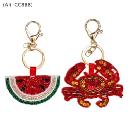 Cute Conch/Starfish/Crab/Seashell Appliques Embroidered Beaded Decals Keychains DIY Bags Charms Ocean-theme Hanging Ornament
