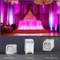 U'King 4PCS RGBWA+UV LED Par Light with Bag 6x18W DMX Stage Light Rechargeable Built-in Battery Dyeing Light Wireless Par Light