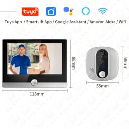 Tuya 1080P WiFi Door Bell Camera Google Alexa Smart Life Video Peephole PIR Motion Detector Digital Door Viewer with Intercom