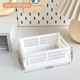 Collapsible Crate Plastic Folding Storage Box Basket Utility Cosmetic Container Desktop Holder Home Use School Desk Storage Box