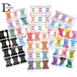 60Pcs/5Sheets Colorful Monthly Tabs Adhesive Planner Index Stickers For Office Planner Organizan Decorative Sticker
