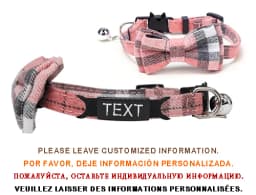 Personalized Cat Collar Name ID Bowknot Safety Breakaway Bow Tie Buckle Plaid Chihuahua Necklace Elastic Adjustable Dog Collar