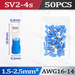 50PCS Fork Crimp Terminals Electrical Wire Connectors M4/M5/M6 U Type Insulated Spade Lugs For Quick Splicing Cables Connection
