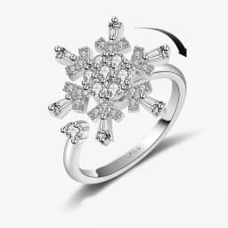 SMJEL Flower Shiny Rhinestone Rotatable Fidget Spinner Ring for Women Anti Anxiety Butterfly Animal Design Anti Stress Accessory
