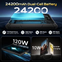 Ulefone Armor Pad 5 Ultra 5G Rugged Tablet Portable Projector 200LM 24200 mAh 120W Up to 12GB +512GB Android 15 11" FHD 64MP
