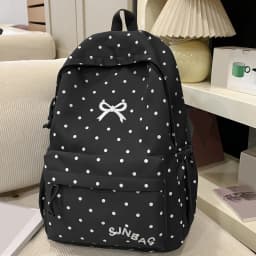 Korean Style Cute Polka Dot Backpack Nylon Women Large Capacity Campus Daypack