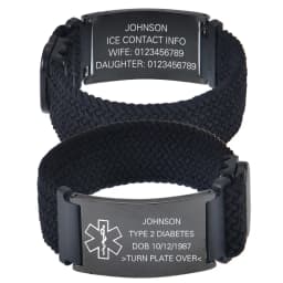 Personalized Medical Alert Bracelet Elastic Nylon Custom Engraved Tag Medical ID Bracelet Adjustable Keepsake Gift for Health