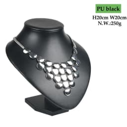Exhibitor 6 Options Black PU Jewelry Display Faux Leather Mannequin Necklace Pendant Jewelry Bust Neck Display Stand Holder