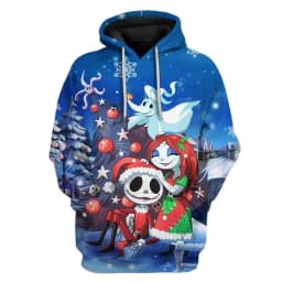 Spring and Autumn New 3D Printing TNBC Jack Skellington Unisex Couple Hoodie Children's Street Leisure Sports Large Pullover