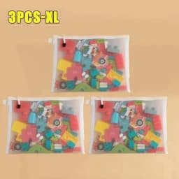 1-3PCS Storage Bag Mesh ZipperToy Building Block Puzzle Sub-package Children Particle Zipper Transparent Finishing Storage