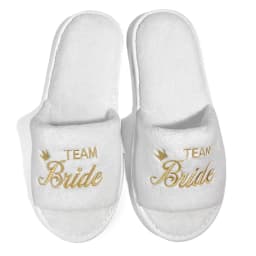 Bride & Bridesmaid, Wedding Party Guests Home Slip On Shoes Bridal Party Slippers Open-toe With Golden, Mint Green and Pink
