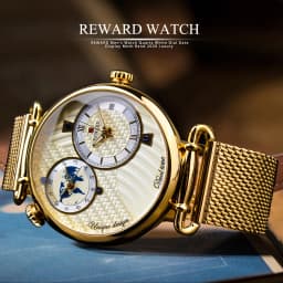 REWARD Gold Watches Men Multiple Time Zone Display Quartz Wristwatch Business Clock Man Luxury Watch