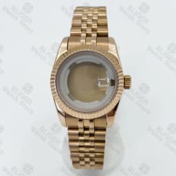 BLIGER 31mm NH05 NH06 Watch Case Fluted Curved Silver Gold Rose Gold Jubilee For Ladies Watch Date Sapphire Glass Waterproof