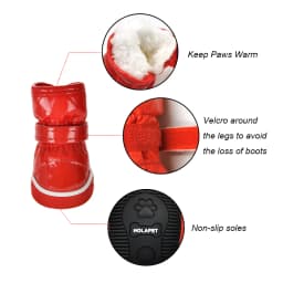 Winter Dog Shoes For Small Medium Dogs Cats Waterproof Non-slip Puppy Snow Boots Fleece Warm Chihuahua French Bulldog Pet Shoes