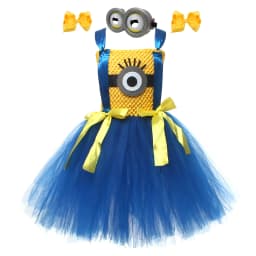 Big Eyes Mini Yellow Man Costumes for Baby Girls Anime Cartoon Characters Cosplay Dresses for Kids Birthday Outfit Party Clothes