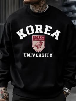 Korea University Pattern Men Sweatshirt Autumn Hip Hop Pullovers Loose Fashion Unisex Sweatshirts Soft Fleece Sportswears