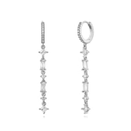 925 Sterling Silver Ear Needle Crystal Zircon Tassel Pendant Hoop Earrings Retro Small Fragrance Style High Jewelry Women Gifts
