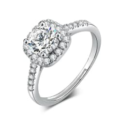 Adjustable Solitaire Rings for Women Bridal Classic Silver Color AAA+Cubic Zirconia Wedding Engagement Marriage Ring Jewelry