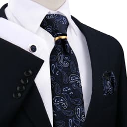 Necktie Ring For Men Luxury Tie Handkerchief Cufflinks With Gold Metal Ring Suit Paisley Red Tie For Wedding 8cm Man Accessories