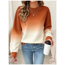 Fashion Gradient Color Personalized Print Pullover Tops Women's Autumn And Winter Long Sleeved Round Neck Warm Casual Sweatshirt