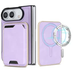 2 in 1 Detachable Card Holder Magnetic Leather Case for iPhone Ultra 18 Fold Shockproof for Magsafe Comfortable Grip Slim Cover