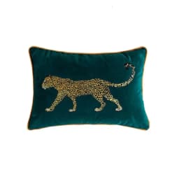 American Decorative Pillowcase Animal Parrot Leopard Embroidered Pillow Case Ornamental Pillows Blue Green Velvet Pillow Cover