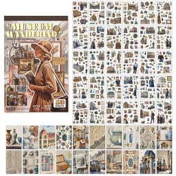 64 sheets Vintage style with nostalgic flowers glitter film die-cutting sticker book DIY handmade scrapbook aesthetic stationery