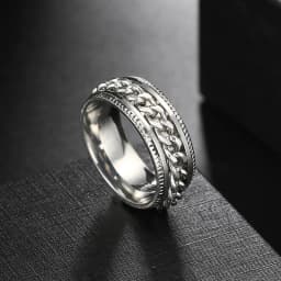 Anxiety Fidget Rings For Men Spining Titanium Stainless Steel Colorfully Spinner Rotatable Chain Jewelry Rotating Rings Men Gift