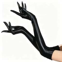 43cm Women Elastic Stain Smooth Five Finger Long Gloves Oil Shiny Glossy Sun Protection Party Wedding Luxury Silky Maid Gloves