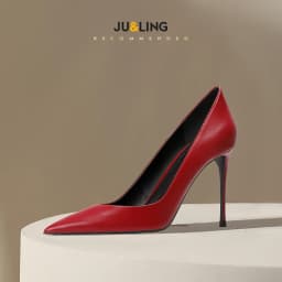 Temperament Pointed Wine Red High Heels Women's Soft Leather Single Shoes Shallow Mouth New Fashionable High Heels Single Shoes