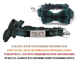 Personalized Cat Collar Name ID Bowknot Safety Breakaway Bow Tie Buckle Plaid Chihuahua Necklace Elastic Adjustable Dog Collar