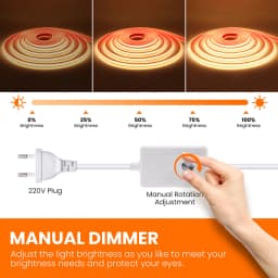 COB LED Strip Light Dimmer Switch EU UK Power Kit 220V 230V 3000K 4000K 6000K 288LED Bright Flex Tape Waterproof Linear Lighting