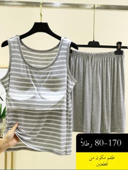 Women's Summer Thin Modal Striped Vest Shorts Set Chest Pad Loose Fit Home Sleepwear Sleeveless Versatile Style Outerwear