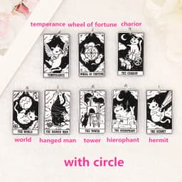 8Pcs 39*23 MM Black White Cat Tarot Card Charms Creative Acrylic Sun Moon And Lovers Jewelry For Earring Necklace Diy