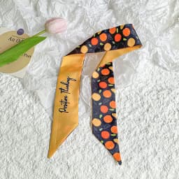 New Luxury Fruit Design Women Long Scarf Chiffon Silk Scarves Rubber Red Tie Black Bag Ribbon Headbands Bag Scarves Neckerchief