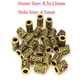 24pcs/Set Viking Rune Metal Spacer Beads Fit Beards or Hair Rune Vintage Big Hole Bead DIY Pendants Jewelry Making Accessories
