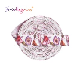 BRISTLEGRASS 2 5 10 Yard 5/8" 15mm Rainbow Rose Flower Floral Print Fold Over Elastic FOE Spandex Band Tape Hair Tie Sewing Trim