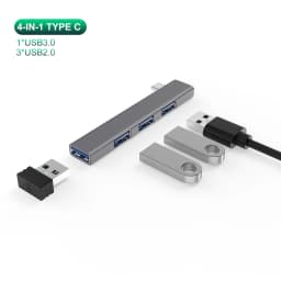 KEBIDUMEI 4 Port USB 3.0 Hub Type C to PD 60W USB 3.0 2.0 Hub OTG Adapter USB C Docking Station USB Splitter For Tablet Macbook
