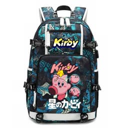 Kirby Cartoon Print Student Backpack Large Capacity Travel School Bag for Kids Teens