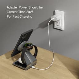 Bonola 3 in 1 Charger Station for Galaxy S26 Ultra/S25/S24 Metal Dock Stand Wireless Fast Charging for Samsung Watch/Galaxy Bud