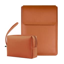 Business Office Commuting Personalized Laptop Pouch Luxury PU Leather Protective Laptop Sleeve With Stand Charger Storage Bag