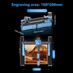 Artilume D2 Mini Laser Engraving Machine Foldable Portable 0.12mm Laser Spot DIY Engraver APP Computer Control Engraver For Wood Leather Metal Stainless Steel 150×200mm Engraving Area