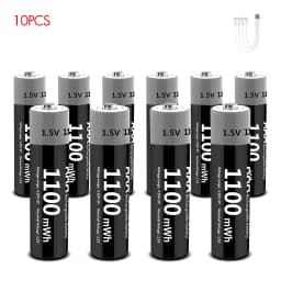 Kuugro 1.5V AAA USB Li-ion Rechargeable Battery Aaa 1.5V 1100mWh Lithium Batteries with 4-in-1 Cable for Toys Camera Flashlight