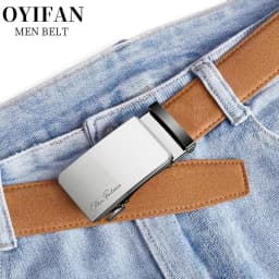 Men Belts Automatic Buckle Belt PU Leather High Quality For Men Leather Strap Casual For Jeans
