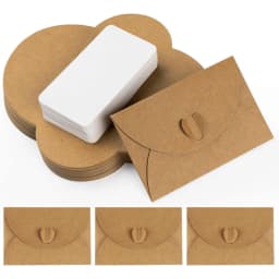 40pcs Blank Gift Card &40pcs Envelope with Heart Closure Vintage Blank Note Card Set Greeting Card for Wedding Party Invitation