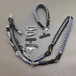 Black DIY Hand-braided Paracord Bag Strap Outdoor Multifunctional Anti-lost Adjustable Camera Phone Lanyard Shoulder Strap