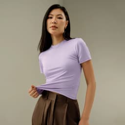 LILYSILK Women's Slim Fitted Silk Jersey Tee with Short Sleeves and Round Neck