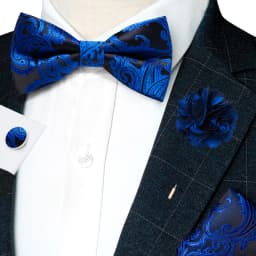 Classic Mens Bow Tie Brown Jacquard Paisley Bowtie Hanky Cufflinks Brooch Set Wedding party Butterfly Knot Gift Man Accessories