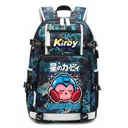 Kirby Cartoon Print Student Backpack Large Capacity Travel School Bag for Kids Teens
