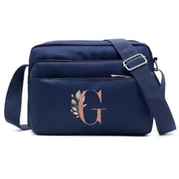 Large Capacity Travel and Commuting Storage Blue Bag Rose Gold Series Print Pattern Multi-layer One Shoulder Crossbody Bag